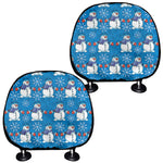 Winter Snowman Pattern Print Car Headrest Covers