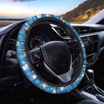 Winter Snowman Pattern Print Car Steering Wheel Cover