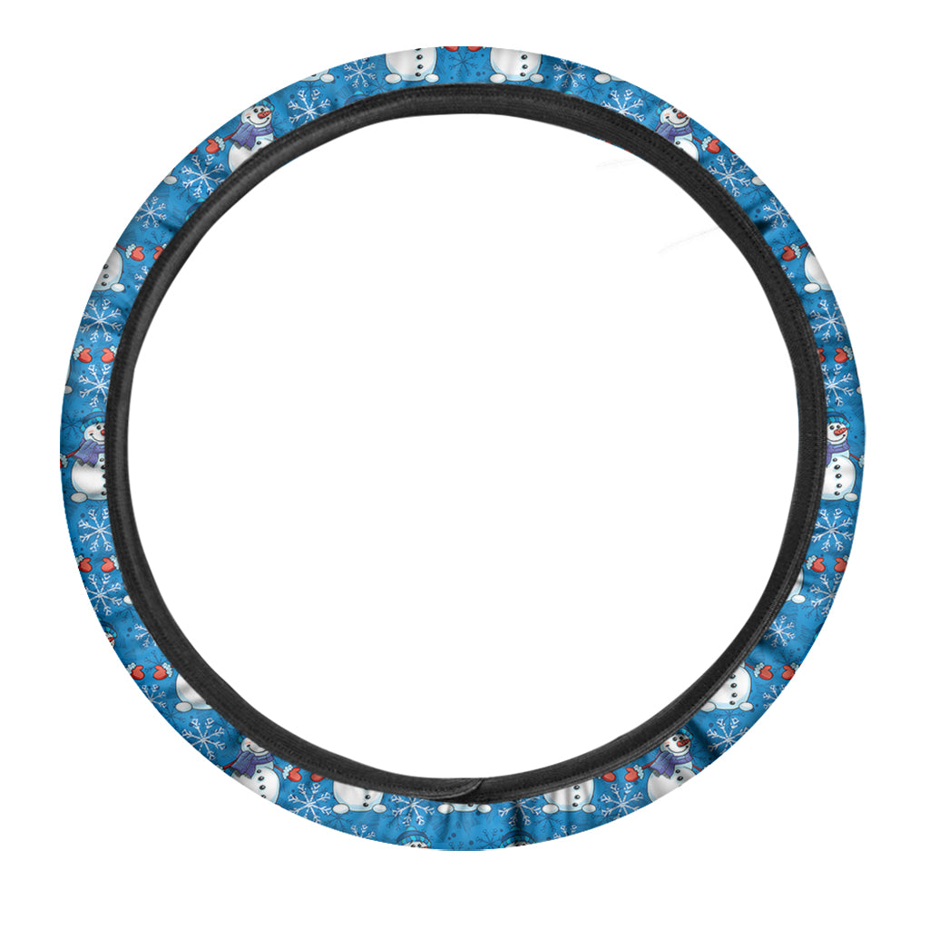 Winter Snowman Pattern Print Car Steering Wheel Cover