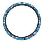 Winter Snowman Pattern Print Car Steering Wheel Cover