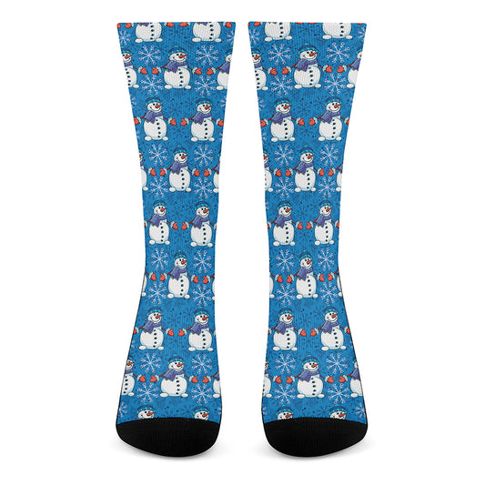 Winter Snowman Pattern Print Crew Socks