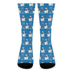 Winter Snowman Pattern Print Crew Socks