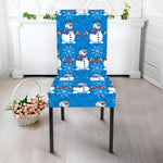 Winter Snowman Pattern Print Dining Chair Slipcover