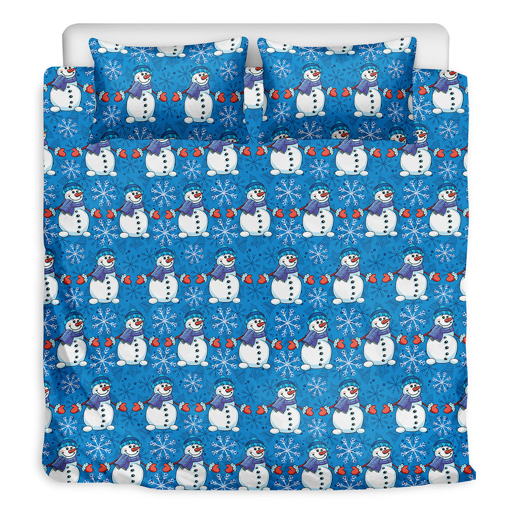 Winter Snowman Pattern Print Duvet Cover Bedding Set