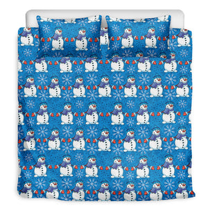 Winter Snowman Pattern Print Duvet Cover Bedding Set