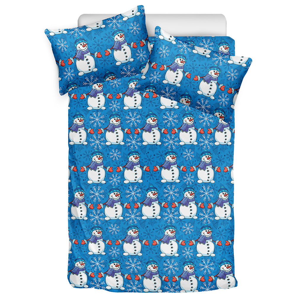 Winter Snowman Pattern Print Duvet Cover Bedding Set