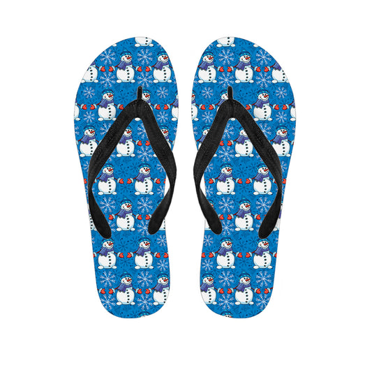 Winter Snowman Pattern Print Flip Flops