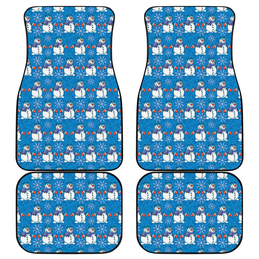 Winter Snowman Pattern Print Front and Back Car Floor Mats