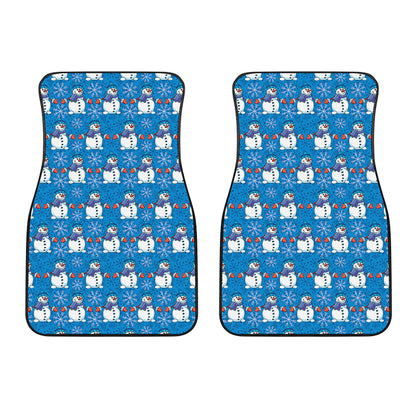 Winter Snowman Pattern Print Front Car Floor Mats