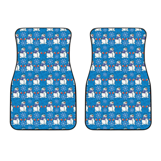 Winter Snowman Pattern Print Front Car Floor Mats