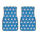 Winter Snowman Pattern Print Front Car Floor Mats