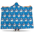Winter Snowman Pattern Print Hooded Blanket