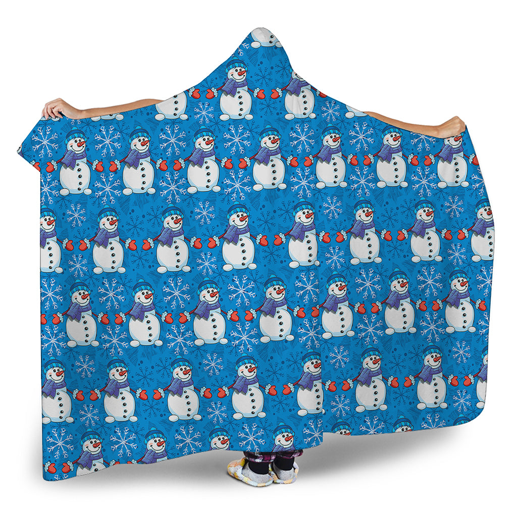 Winter Snowman Pattern Print Hooded Blanket