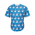 Winter Snowman Pattern Print Men's Baseball Jersey