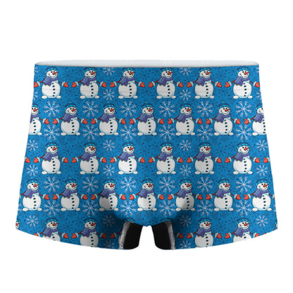 Winter Snowman Pattern Print Men's Boxer Briefs