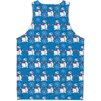 Winter Snowman Pattern Print Men's Tank Top