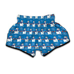 Winter Snowman Pattern Print Muay Thai Boxing Shorts