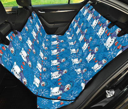 Winter Snowman Pattern Print Pet Car Back Seat Cover