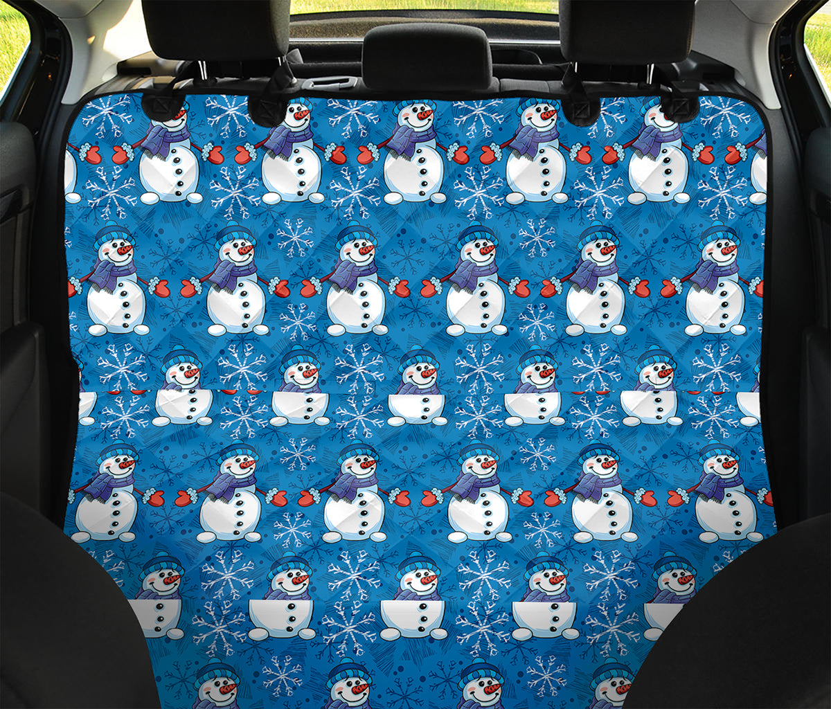 Winter Snowman Pattern Print Pet Car Back Seat Cover