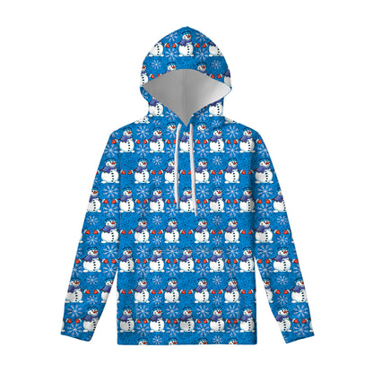 Winter Snowman Pattern Print Pullover Hoodie