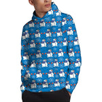 Winter Snowman Pattern Print Pullover Hoodie