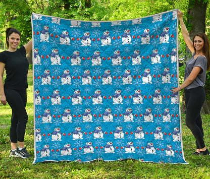 Winter Snowman Pattern Print Quilt