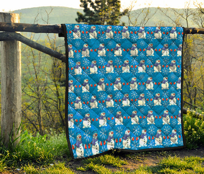 Winter Snowman Pattern Print Quilt
