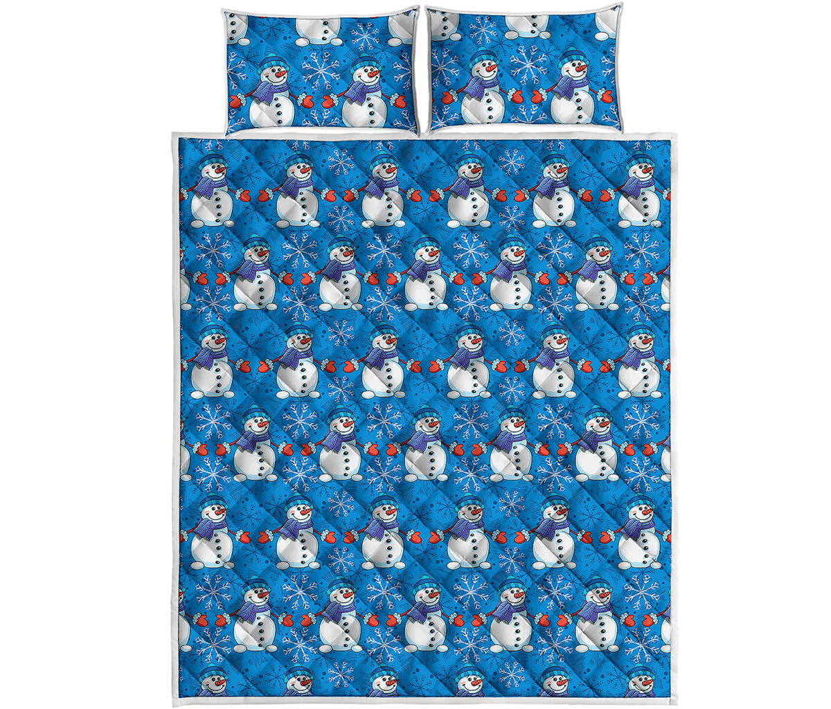 Winter Snowman Pattern Print Quilt Bed Set