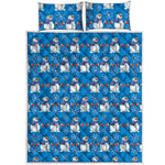 Winter Snowman Pattern Print Quilt Bed Set