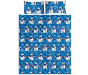 Winter Snowman Pattern Print Quilt Bed Set