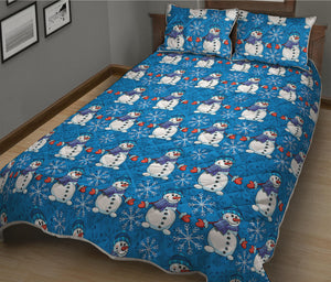 Winter Snowman Pattern Print Quilt Bed Set