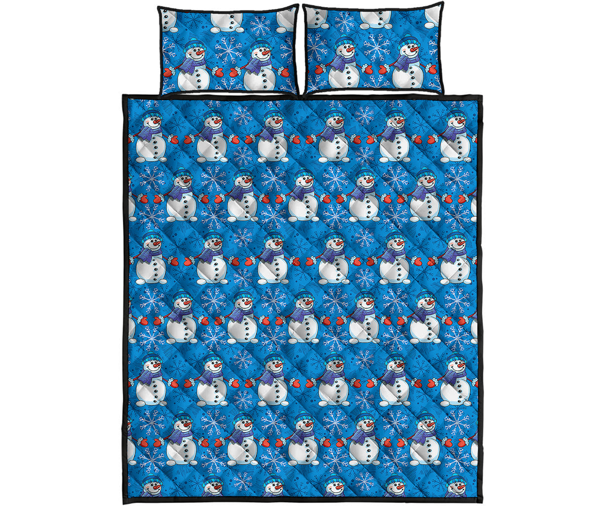 Winter Snowman Pattern Print Quilt Bed Set