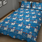 Winter Snowman Pattern Print Quilt Bed Set