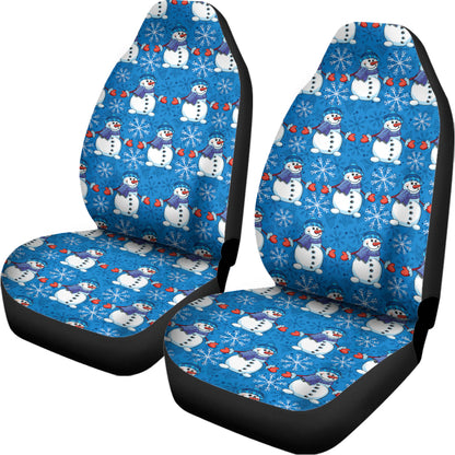 Winter Snowman Pattern Print Universal Fit Car Seat Covers