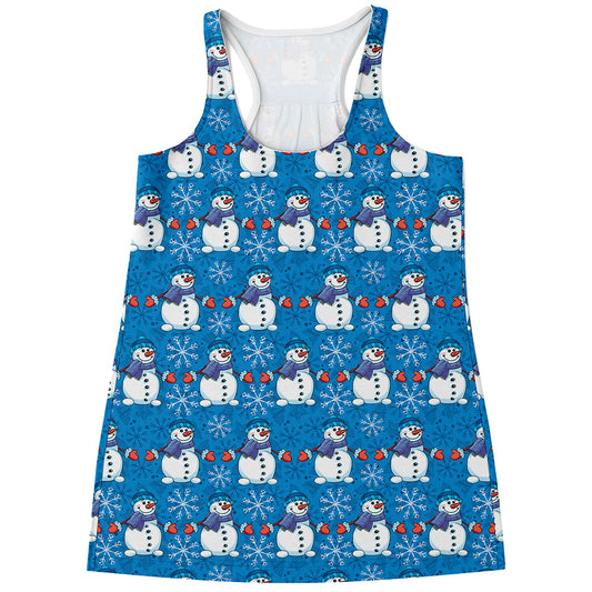 Winter Snowman Pattern Print Women's Racerback Tank Top