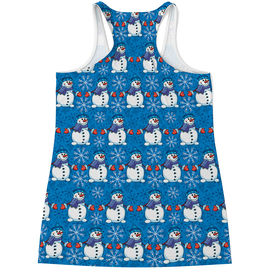 Winter Snowman Pattern Print Women's Racerback Tank Top