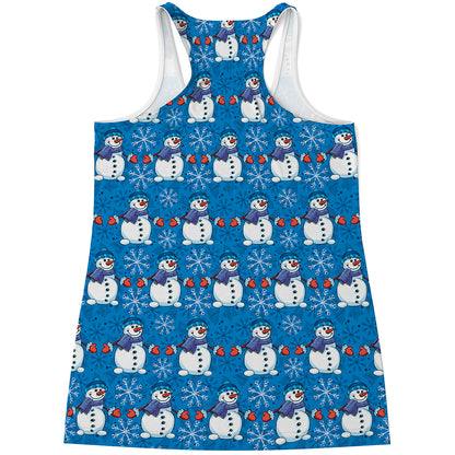 Winter Snowman Pattern Print Women's Racerback Tank Top