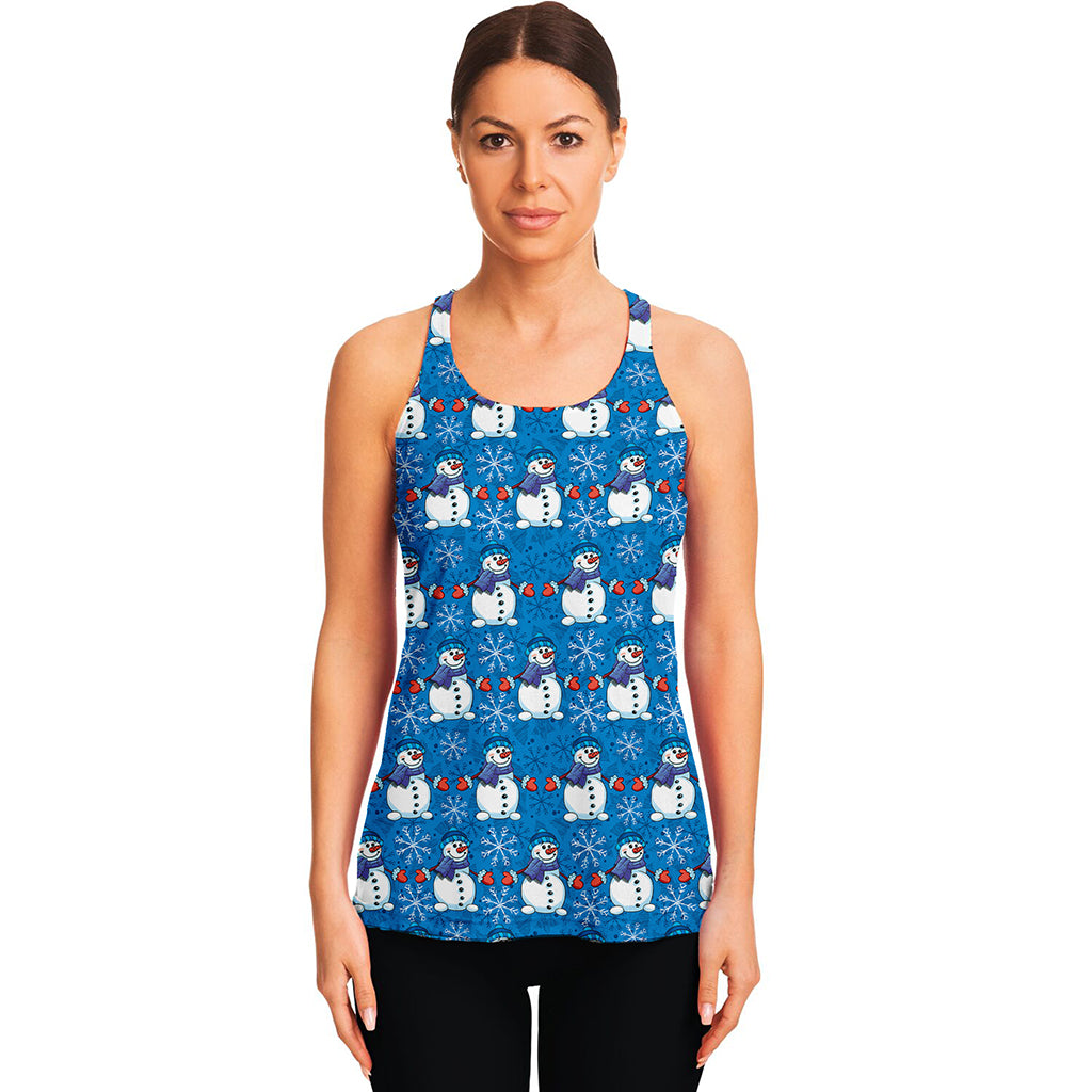 Winter Snowman Pattern Print Women's Racerback Tank Top