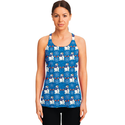 Winter Snowman Pattern Print Women's Racerback Tank Top