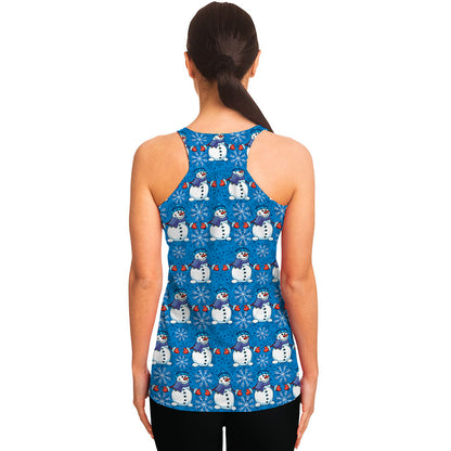 Winter Snowman Pattern Print Women's Racerback Tank Top