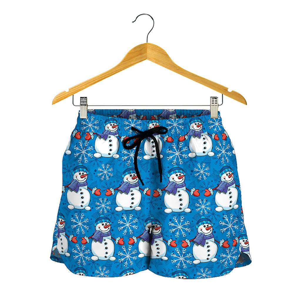 Winter Snowman Pattern Print Women's Shorts