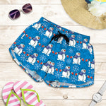 Winter Snowman Pattern Print Women's Shorts