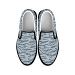 Winter Tiger Stripe Camo Pattern Print Black Slip On Shoes