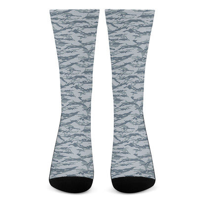 Winter Tiger Stripe Camo Pattern Print Crew Socks