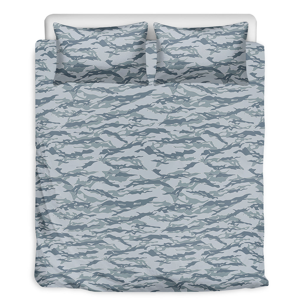 Winter Tiger Stripe Camo Pattern Print Duvet Cover Bedding Set