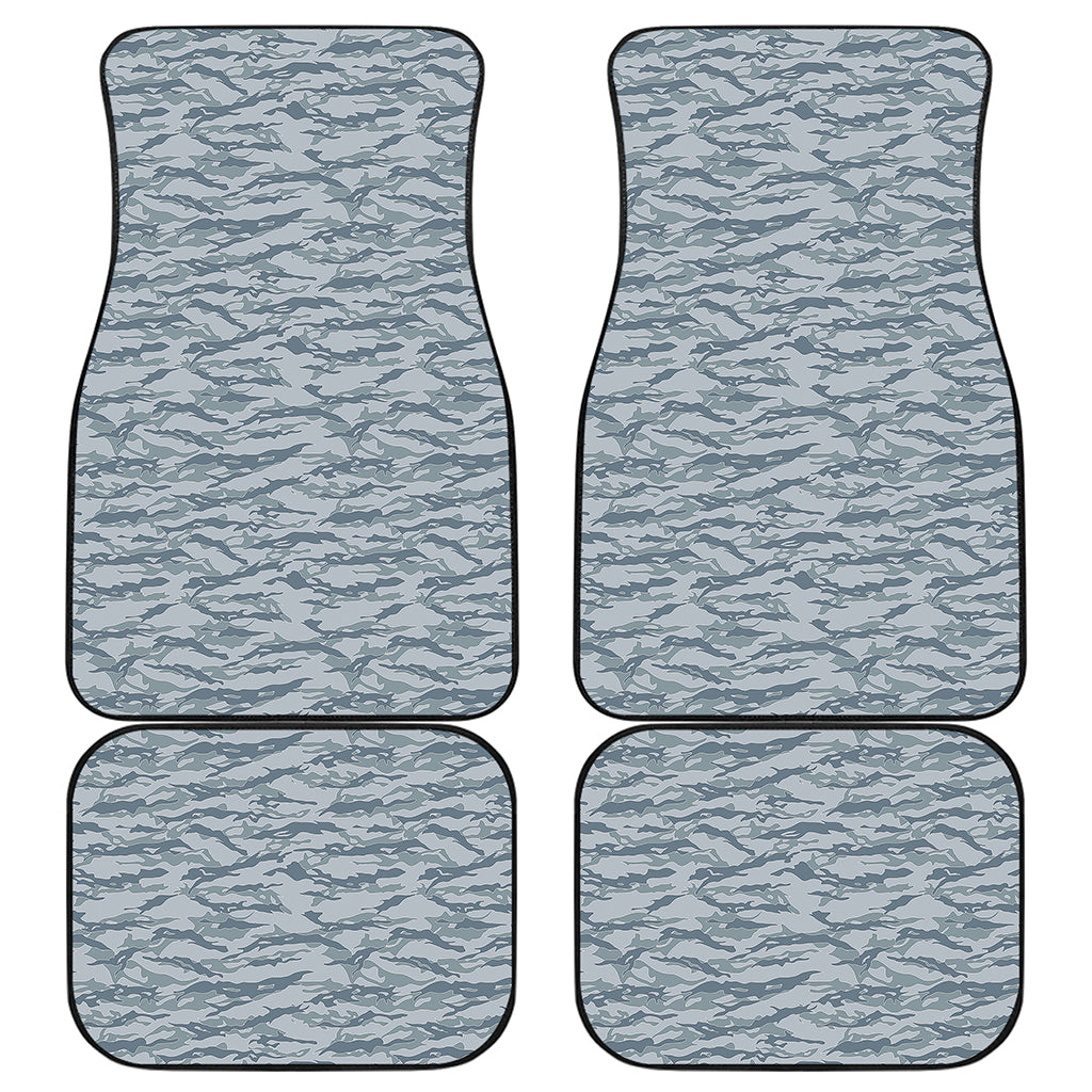 Winter Tiger Stripe Camo Pattern Print Front and Back Car Floor Mats