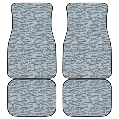 Winter Tiger Stripe Camo Pattern Print Front and Back Car Floor Mats
