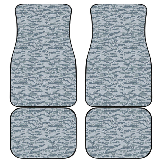 Winter Tiger Stripe Camo Pattern Print Front and Back Car Floor Mats