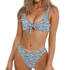 Winter Tiger Stripe Camo Pattern Print Front Bow Tie Bikini