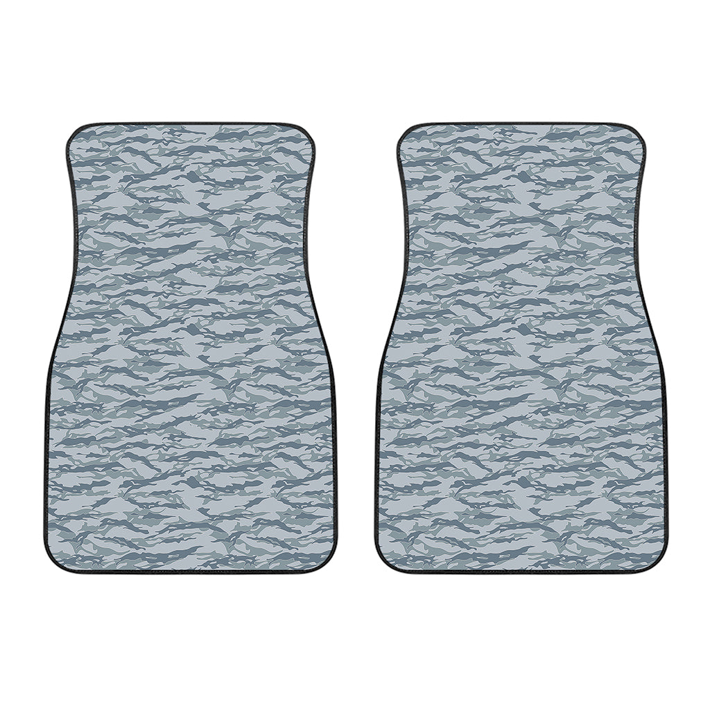 Winter Tiger Stripe Camo Pattern Print Front Car Floor Mats